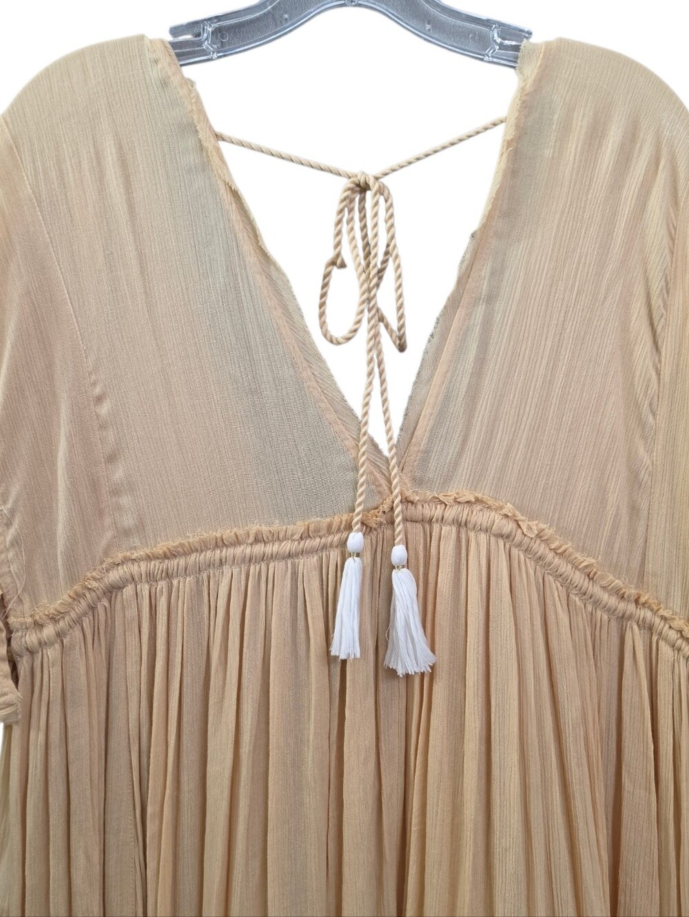 Nwot Free People Will Wait For You Golden Gauzy Flutter Sleeve Boho Midi Dress - Picture 11 of 16